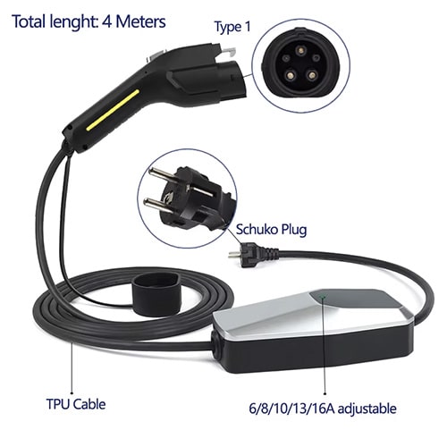 3-EVMOTIONS Zeta EVSE Type1 (max. 16A) Cablu de încărcare EV